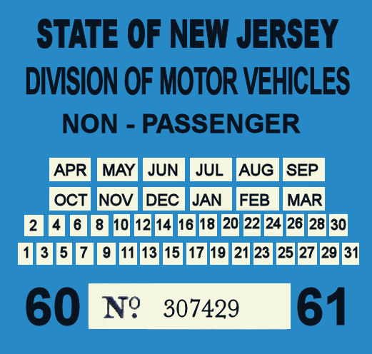 Modal Additional Images for 1960 New Jersey INSPECTION Sticker